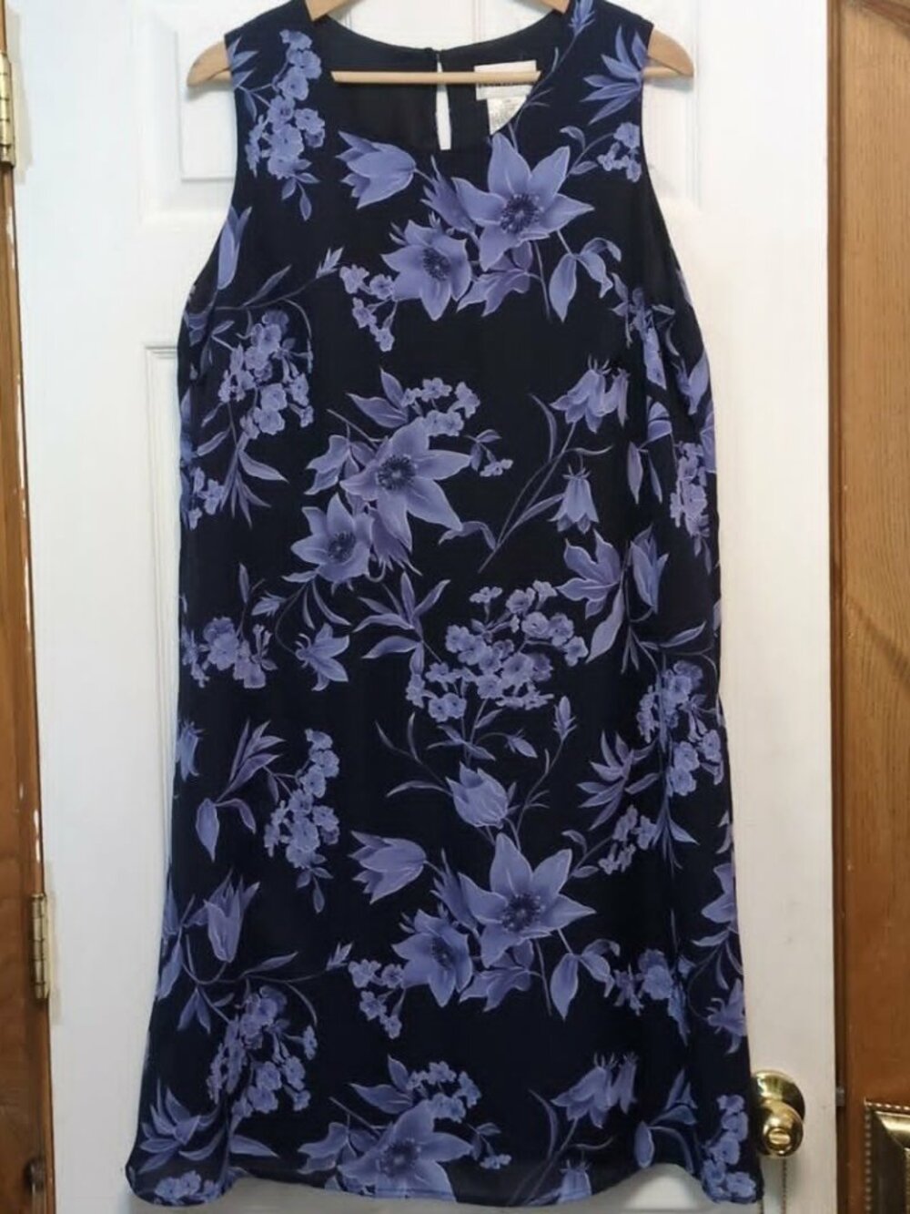 Fashion Bug Floral Shift Dress Size 18W Lilies Navy Purple Dark 90s Whimsigoth